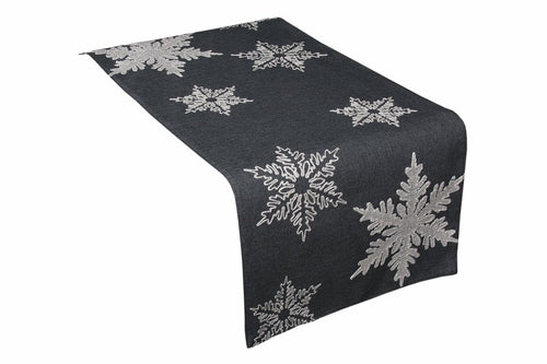 Shimmering Snowflake Embroidered Holiday Table Runner