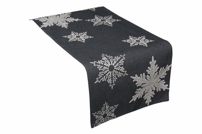 Shimmering Snowflake Embroidered Holiday Table Runner