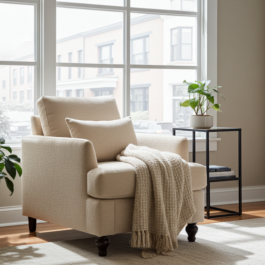 Chenille Tufted Accent Arm Chair – Comfortable Everyday Seating - Beige