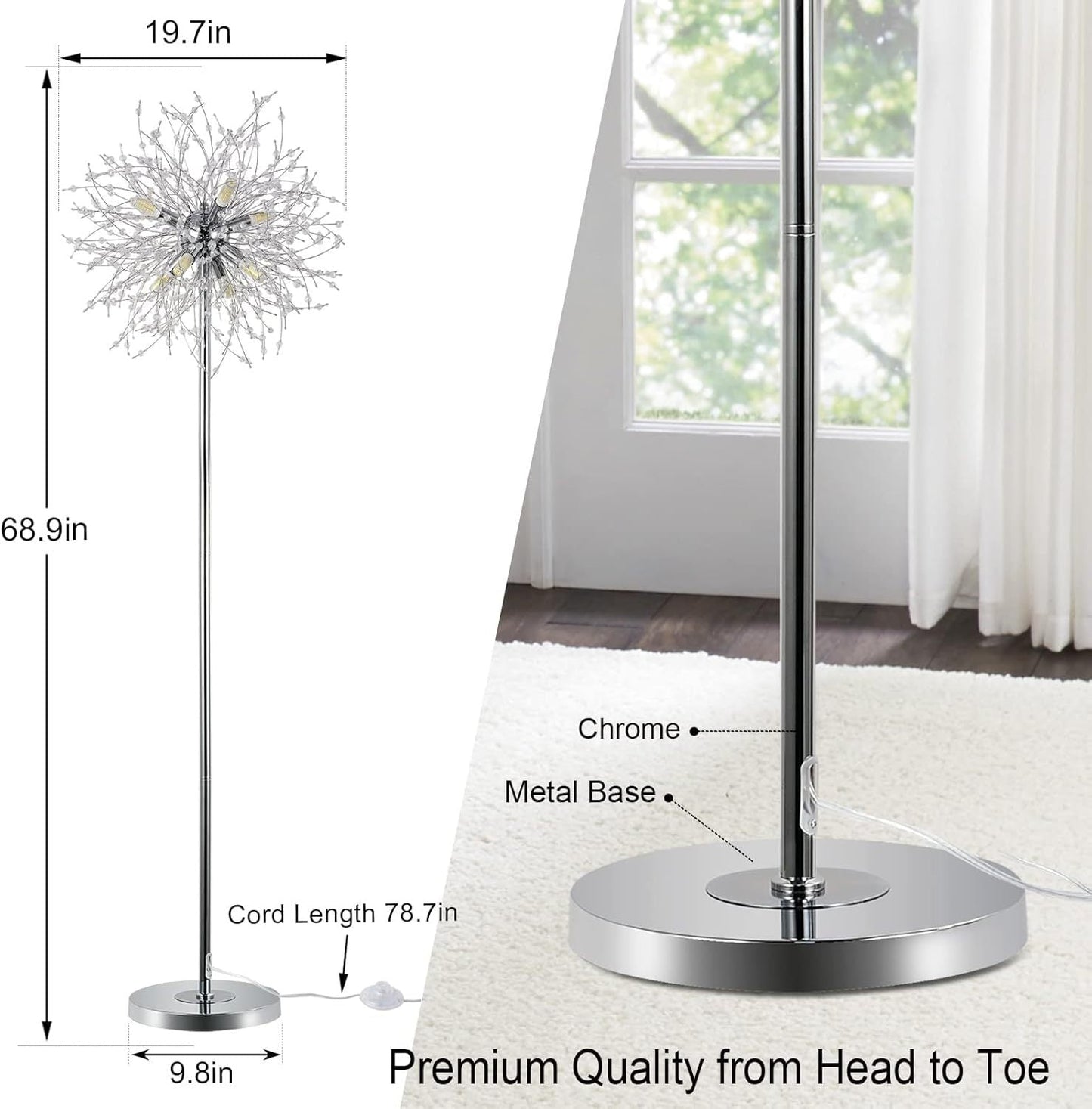 Crystal Floor Lamp, High Pole Lamp, Fireworks Lamp