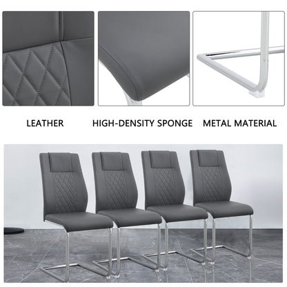 Contemporary Padded Grey Dining Chair with Plated Legs