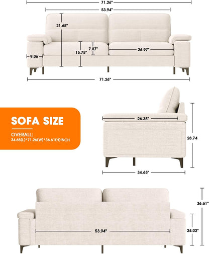 Modern Apartment Loveseat with Adjustable Arms | Tool-Free Assembly