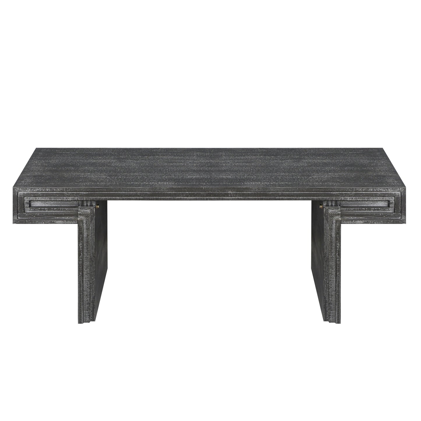 American Vintage Industrial Coffee Table, Premium Reclaimed Lacquered Black Wood Replica