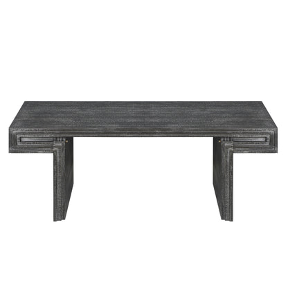 American Vintage Industrial Coffee Table, Premium Reclaimed Lacquered Black Wood Replica