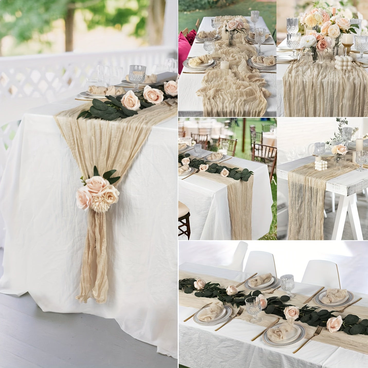 Boho Cheesecloth Table Runner | Long Gauze for Wedding & Holiday Decor