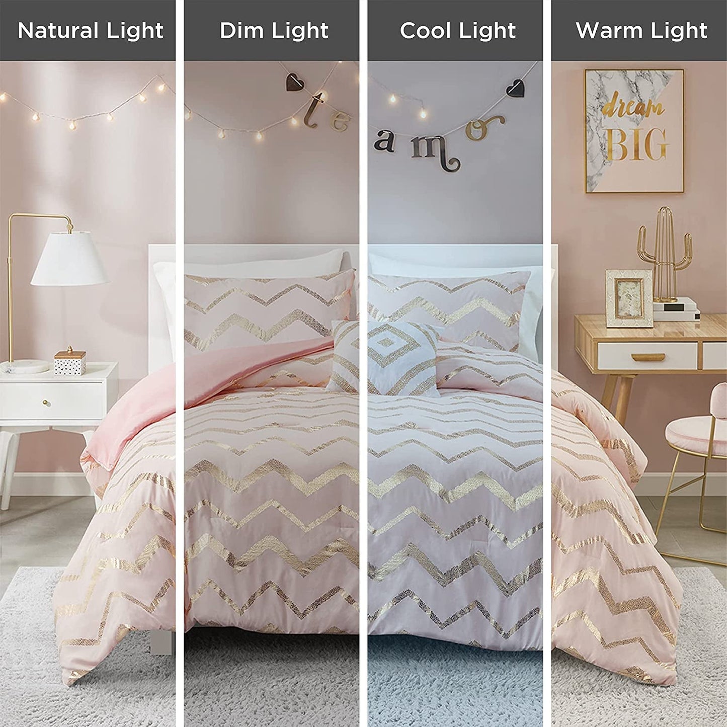 Ziggy Pink/Rose Gold Comforter Set
