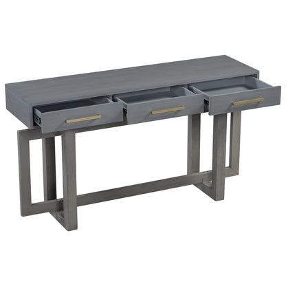 Antique Gray Three-Drawer Console Table