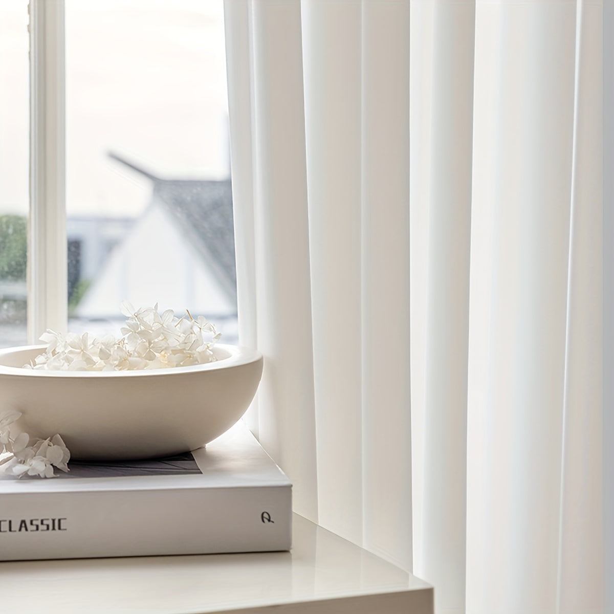 Country Rustic White Yarn Semi-Sheer Curtains