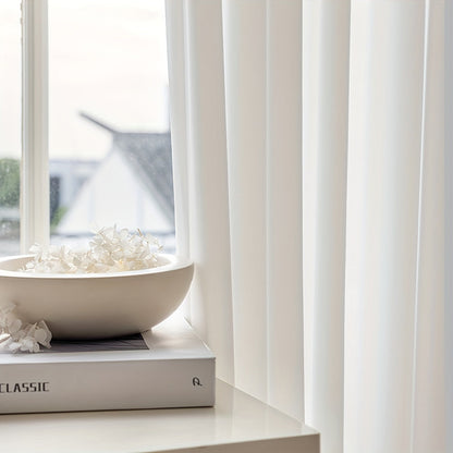 Country Rustic White Yarn Semi-Sheer Curtains