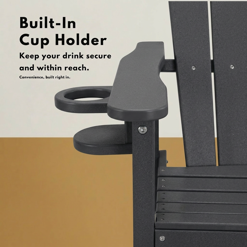 All-Weather HDPE Bar Height Adirondack Chair with Cup Holder