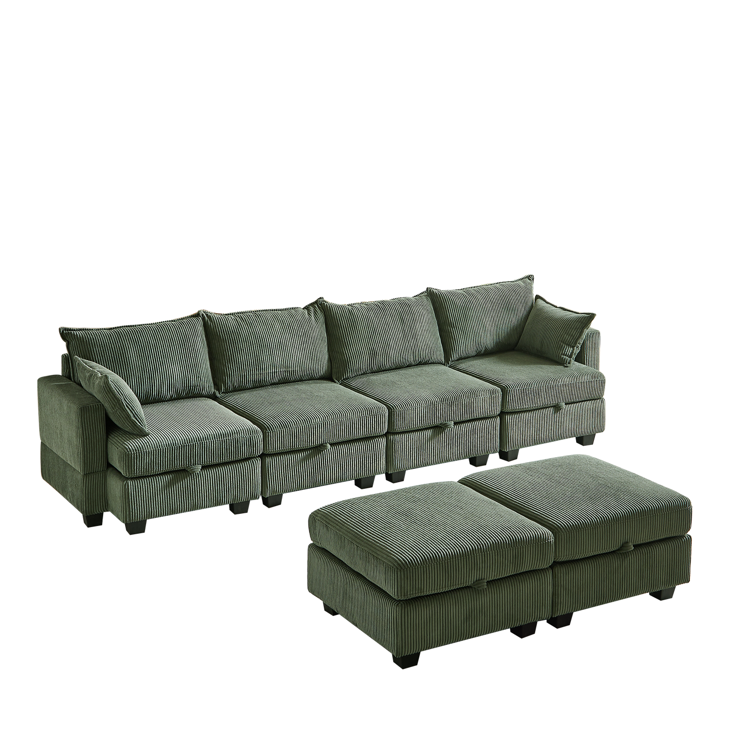 113.5'' Convertible Modular Sofa with Corduroy Fabric & Hidden Storage
