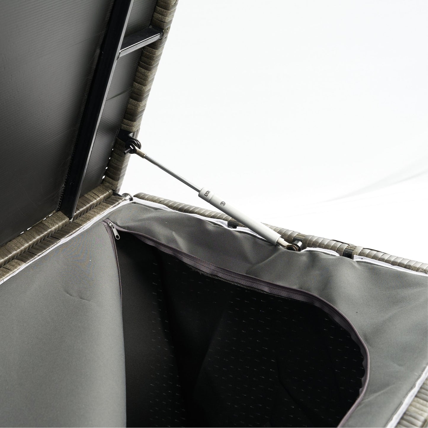 113 Gallon Rattan Deck Box Outdoor Storage Trunk Grey Wicker Patio Side Table