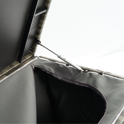 113 Gallon Rattan Deck Box Outdoor Storage Trunk Grey Wicker Patio Side Table