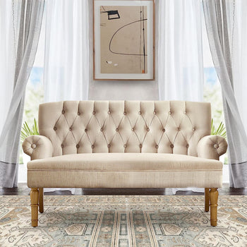 Tufted Chesterfield Settee with Rolled Arms