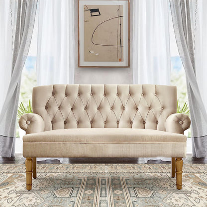 Tufted Chesterfield Settee with Rolled Arms