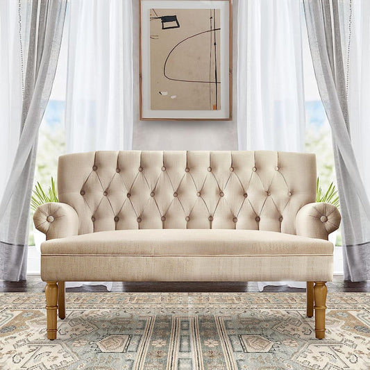 Tufted Chesterfield Settee with Rolled Arms