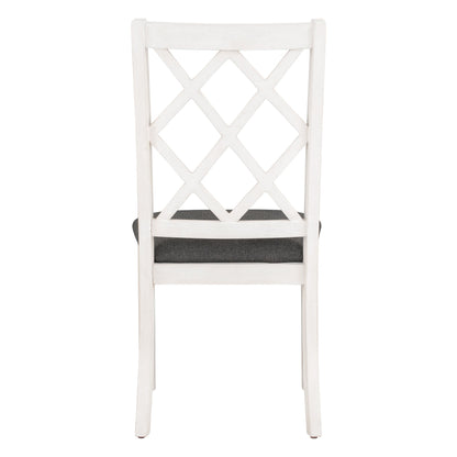 42” Pedestal Dining Table Set for 4 — Brown Wood & Linen Seating