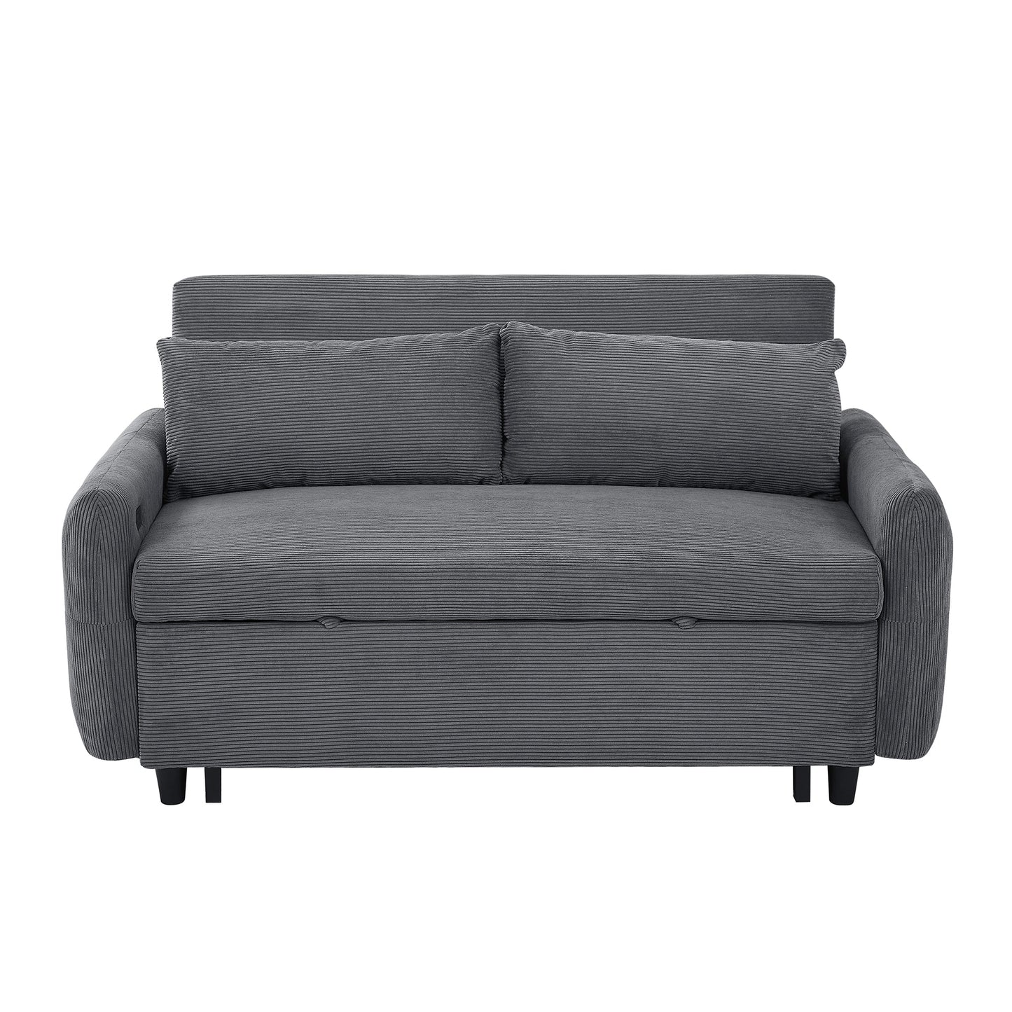 Hudson Modern Dark Grey Loveseat Sleeper in Textured Corduroy