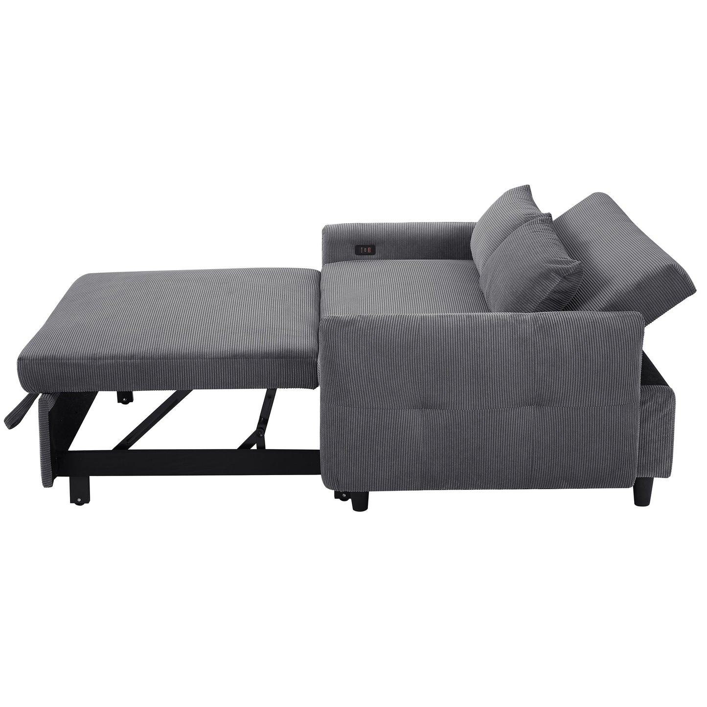 Hudson Modern Dark Grey Loveseat Sleeper in Textured Corduroy