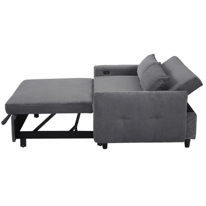 Hudson Modern Dark Grey Loveseat Sleeper in Textured Corduroy