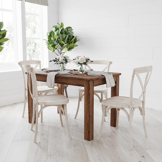 Solid Pine Farm Dining Table in Antique Rustic Finish