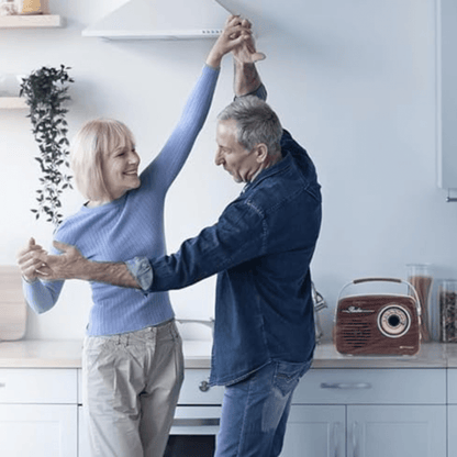 Emerson Retro Radio Bluetooth 5.0 Portable AM/FM Rechargeable Analog Wood Finish