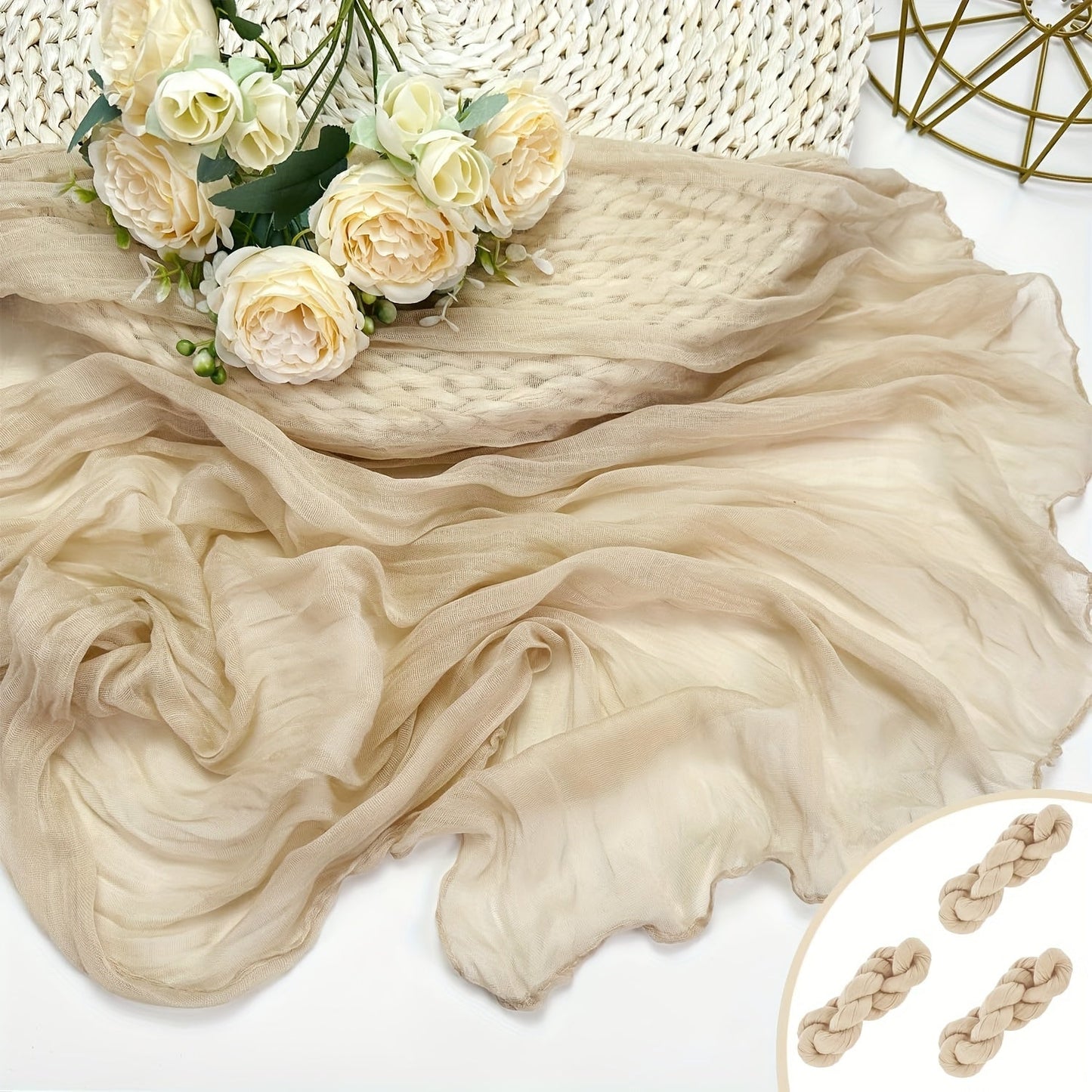 Boho Cheesecloth Table Runner | Long Gauze for Wedding & Holiday Decor