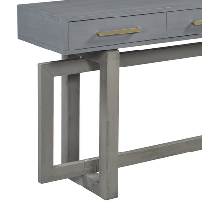 Antique Gray Three-Drawer Console Table