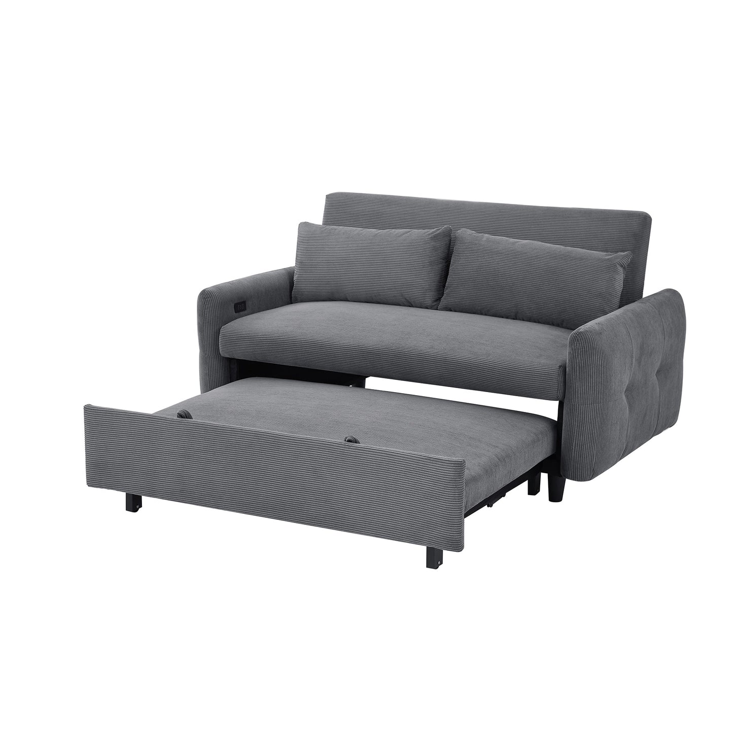 Hudson Modern Dark Grey Loveseat Sleeper in Textured Corduroy