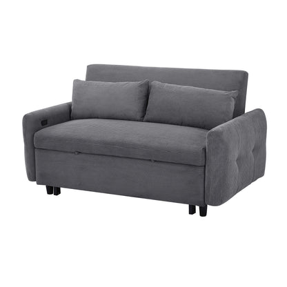 Hudson Modern Dark Grey Loveseat Sleeper in Textured Corduroy