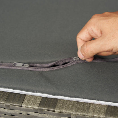 113 Gallon Rattan Deck Box Outdoor Storage Trunk Grey Wicker Patio Side Table