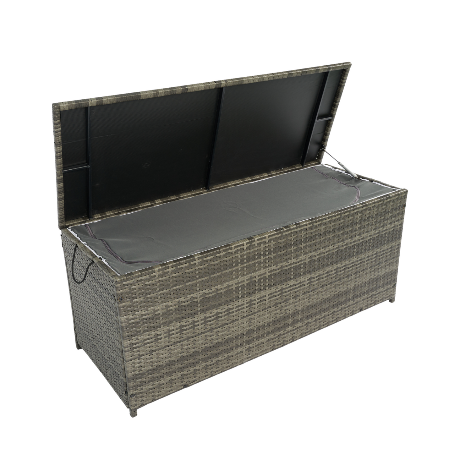 113 Gallon Rattan Deck Box Outdoor Storage Trunk Grey Wicker Patio Side Table