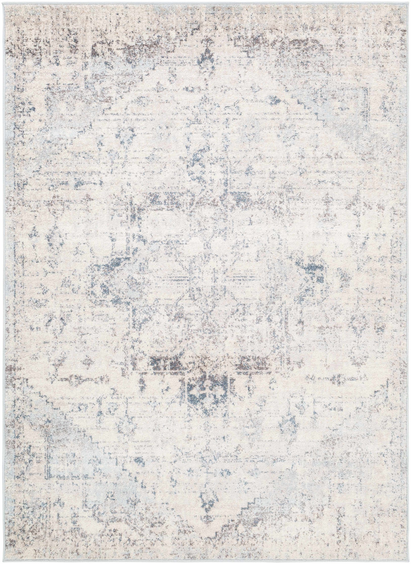 Orrick Modern Farmhouse Medallion Rug – Soft Gray & Cream Persian Design