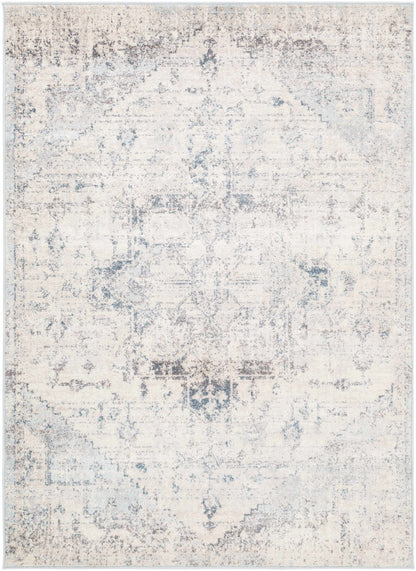 Orrick Modern Farmhouse Medallion Rug – Soft Gray & Cream Persian Design