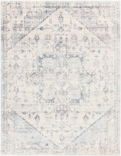 Orrick Modern Farmhouse Medallion Rug – Soft Gray & Cream Persian Design