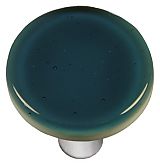 Steel Blue Round Glass Cabinet Knob - Aluminum