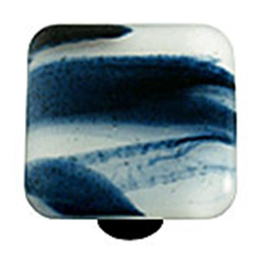 Metallic Swirl Blue Square Glass Cabinet Knobs