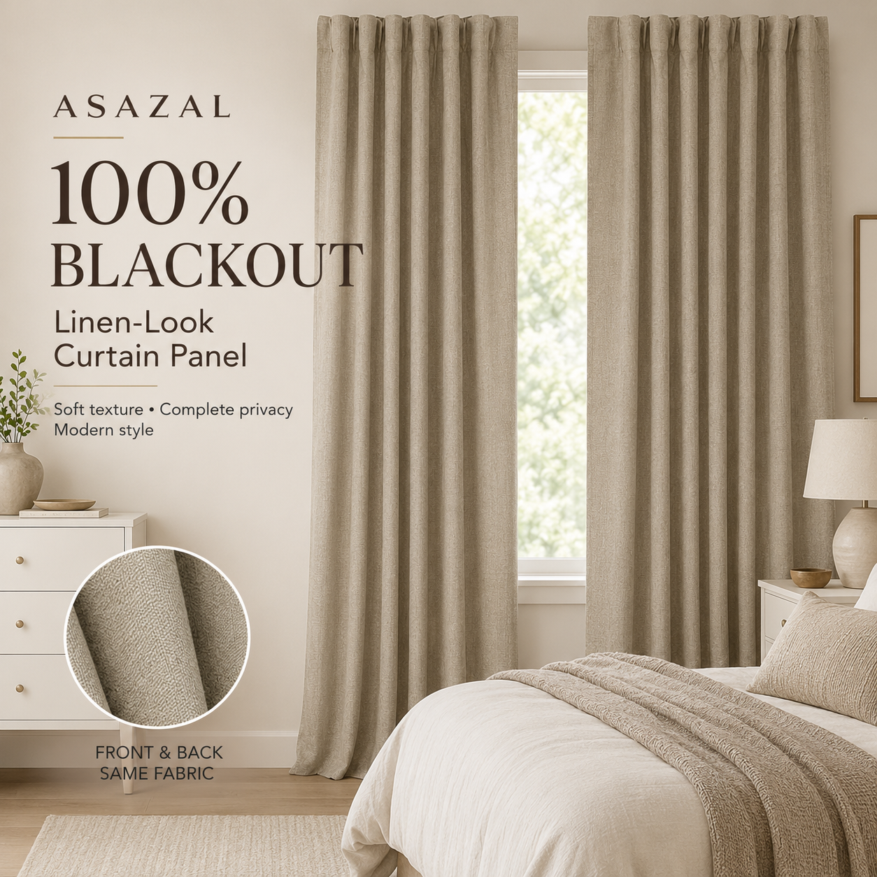 Textured Opaque Full Blackout Curtain