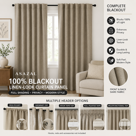 Textured Opaque Full Blackout Curtain