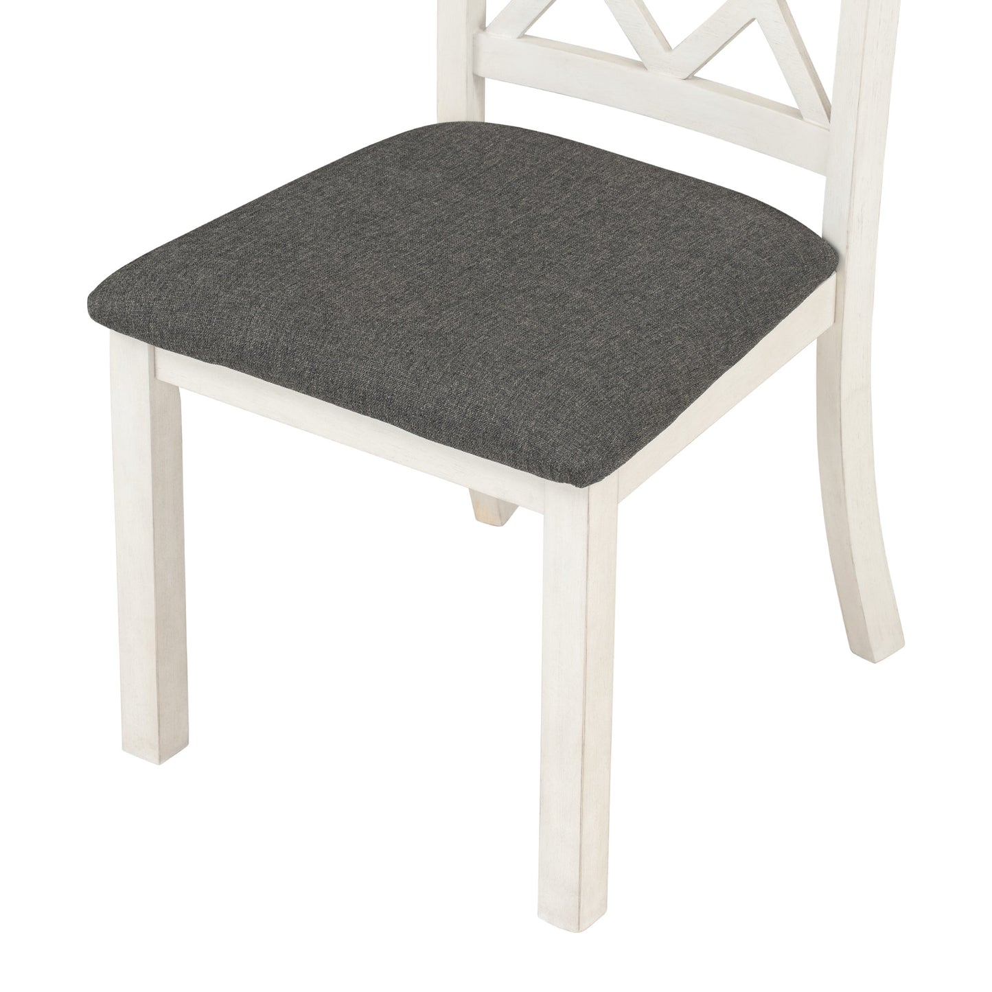 42” Pedestal Dining Table Set for 4 — Brown Wood & Linen Seating