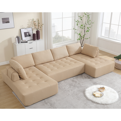 The Khaki Upholstered Cloud U-Shaped Deep-Seat Sectional