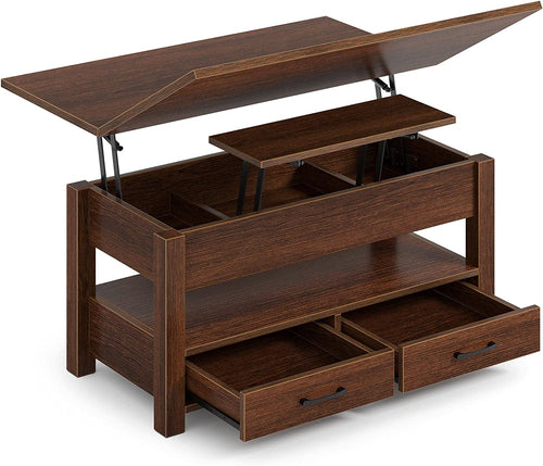 Multi-Functional Coffee Table with Rotating Top for Dining or Work