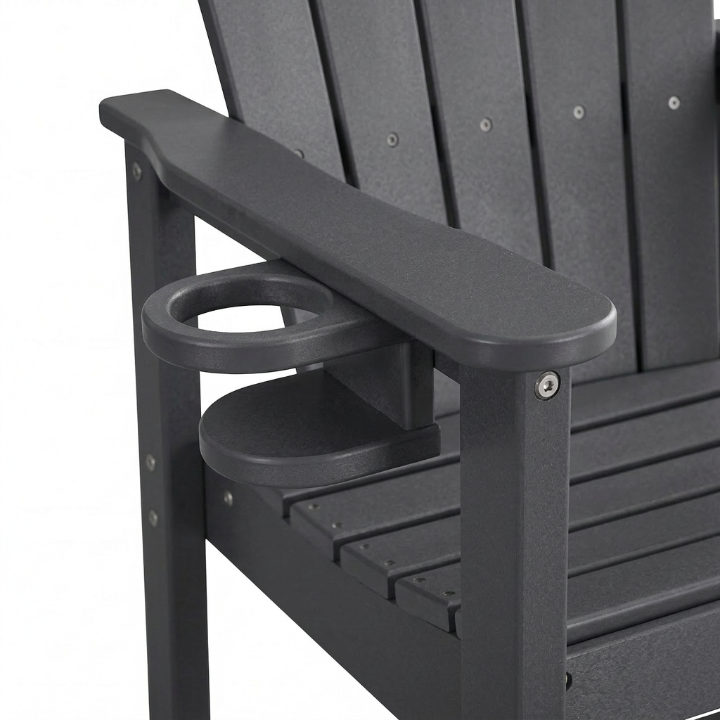 All-Weather HDPE Bar Height Adirondack Chair with Cup Holder