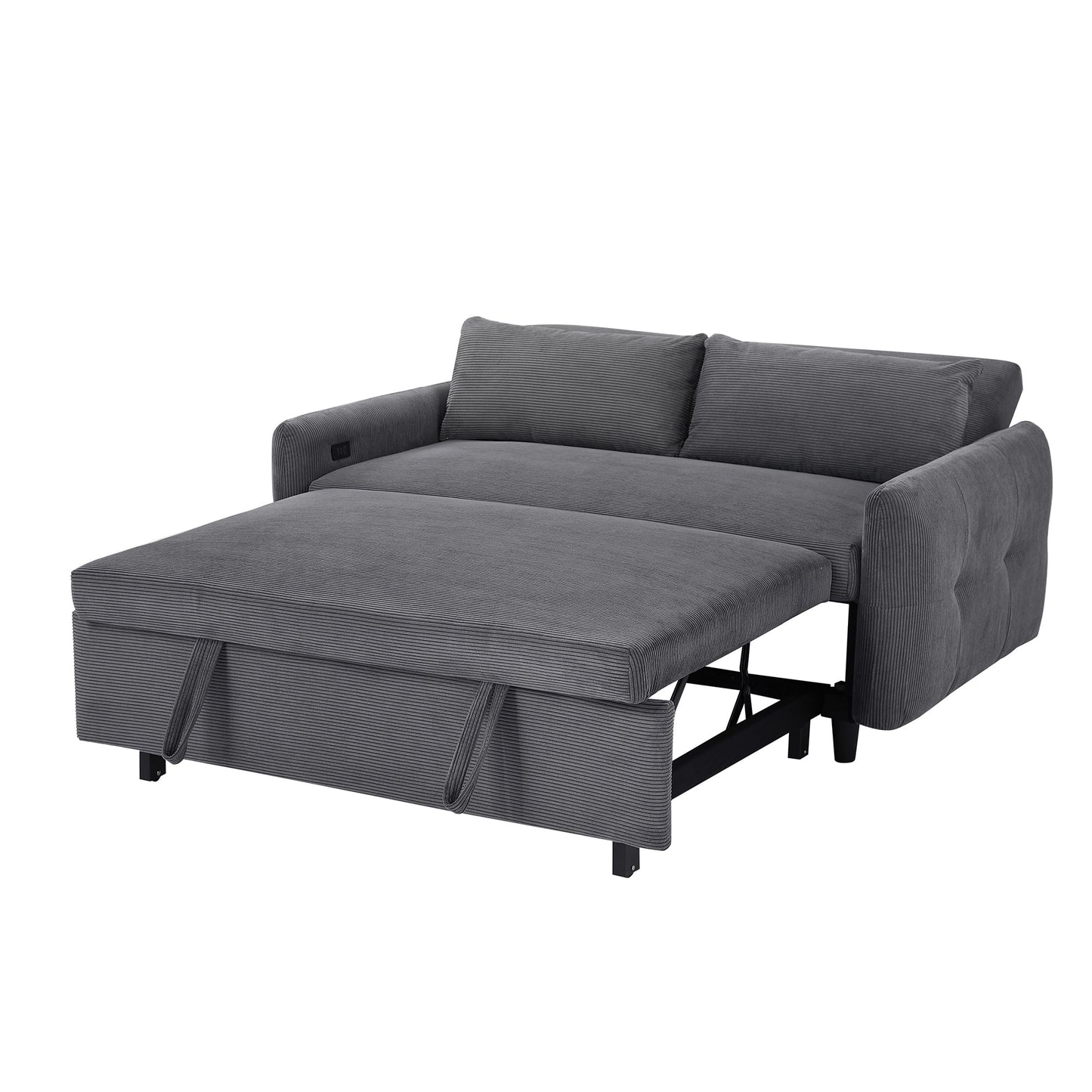 Hudson Modern Dark Grey Loveseat Sleeper in Textured Corduroy