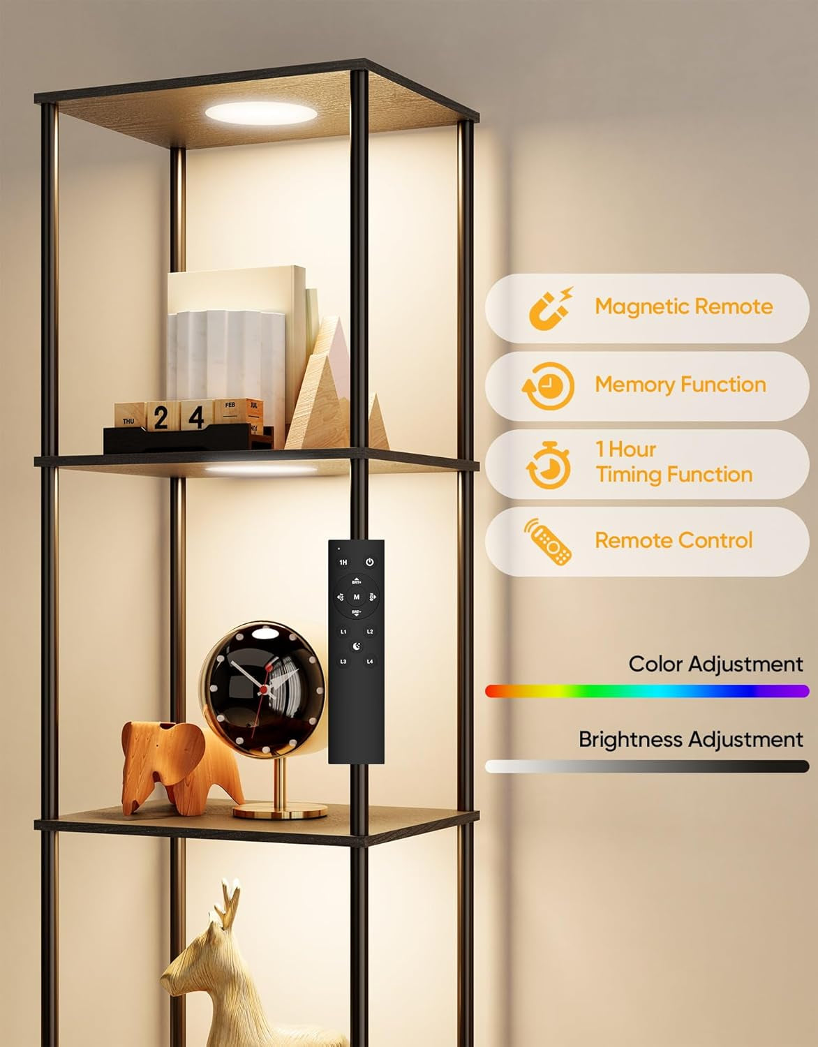 RGBW 5-Tier Display Floor Lamp – Color-Changing with Adjustable Brightness