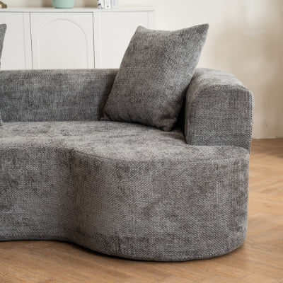 Modern Curved 3-Seat Soft Corduroy Sofa — Deep & Wide Curved Design