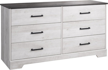 Whitewash Farmhouse Dresser with Rustic Planked Top - 53 In.