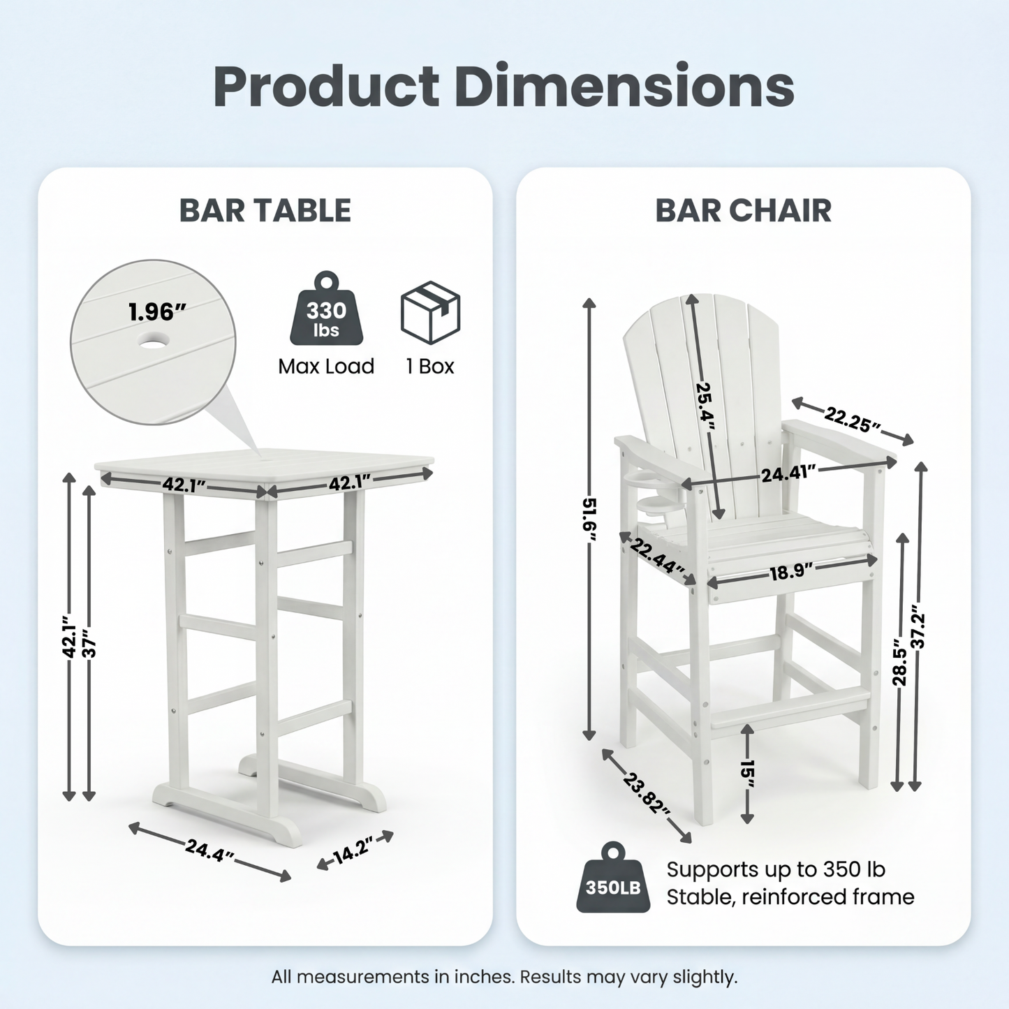 All-Weather HDPE Bar Height Adirondack Chair with Cup Holder