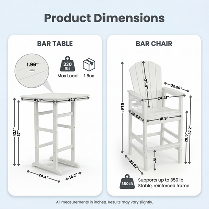 All-Weather HDPE Bar Height Adirondack Chair with Cup Holder