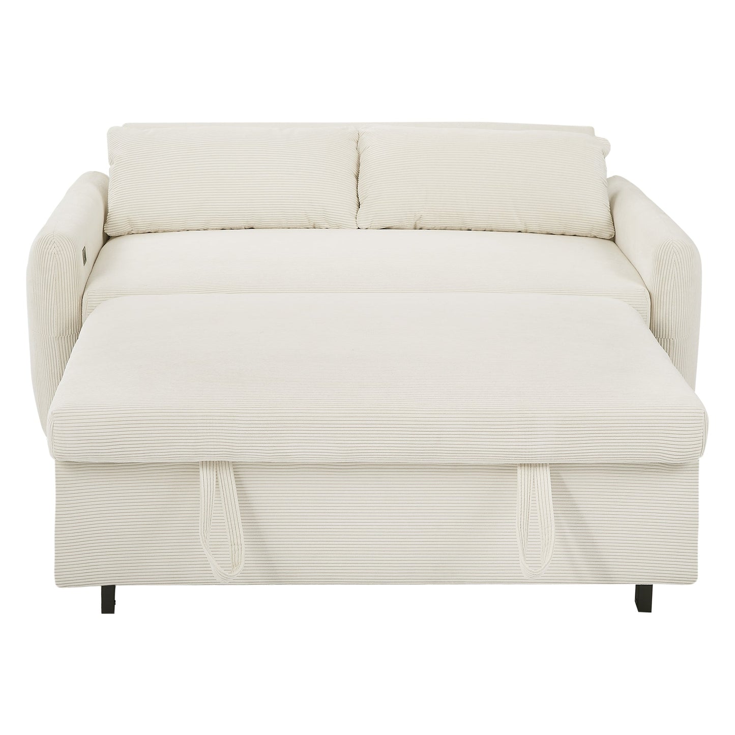 Avery Mid-Century Beige Loveseat Sleeper with Adjustable Backrest